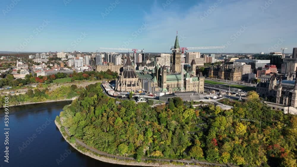 Autumn Aerial Ottawa downtown skyline parliament Autumn Aerial Ottawa downtown skyline parliament