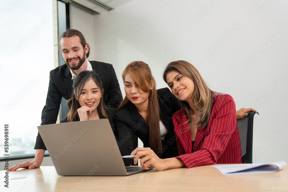Group of professional business people are working in conference room, Smiling businesspeople having a discussion in an office