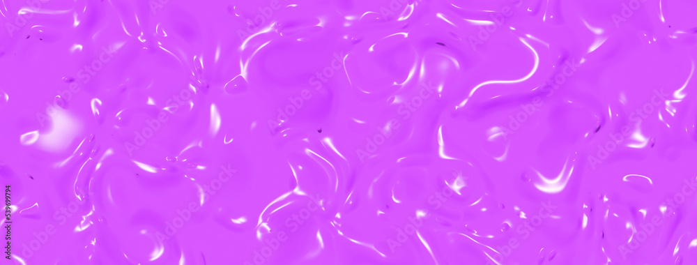 abstract texture of glass surface of Electric Purple. Glossy surface of water. Texture of liquid molten gold. Horizontal image. Banner for insertion into site. 3D image. 3D rendering.