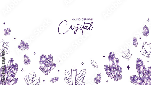 Background with purple amethyst quartz collection illustration vector decoration banner design