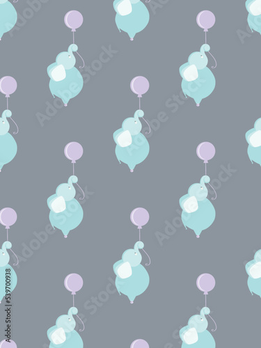 Elephant with a balloon in pastel colors pattern