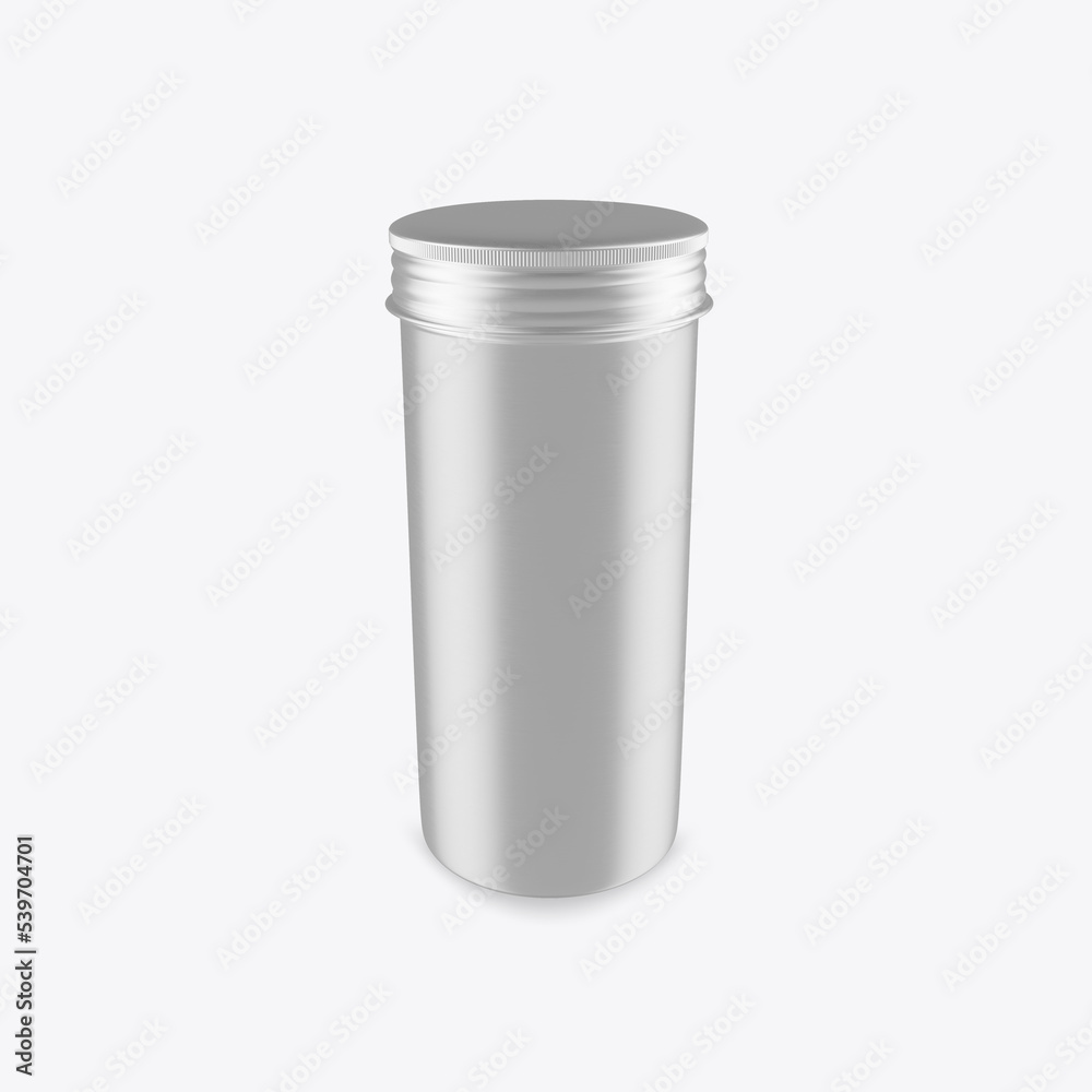 Colored Tin Mockup. 3D render Colored Tin Mockup. 3D render