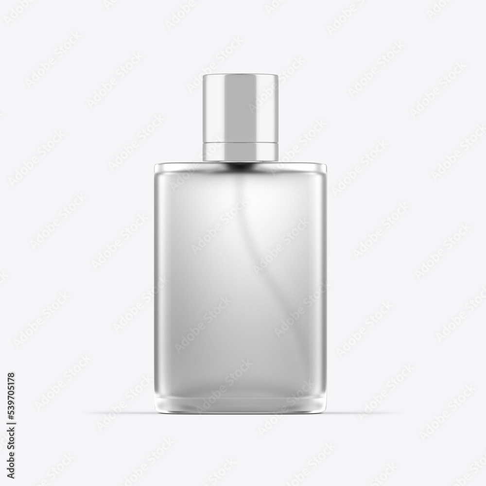 Clear Glass Perfume Bottle Mockup. 3D render Clear Glass Perfume Bottle Mockup. 3D render
