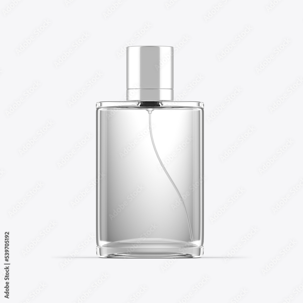 Clear Glass Perfume Bottle Mockup. 3D render Clear Glass Perfume Bottle Mockup. 3D render
