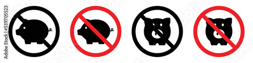 No pork icon. Pork free icon. No pig icon, vector illustration