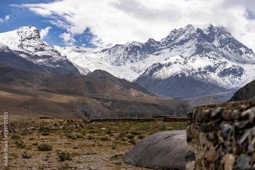 Aerial view of Annapurna Mountain in Kagbeni, Nepal photo