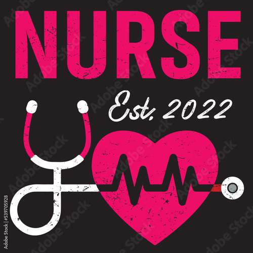Nursing Stethoscope design, editable registered nurse vector, vintage nurse typographic design, sister design. Template for poster, print for t-shirt ,pin,logo,badge, illustration,clip art, sticker