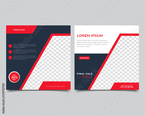 Set of Editable minimal square banner template. social media post sale template design