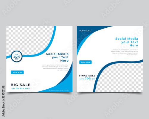 Set of Editable minimal square banner template. social media post sale template design