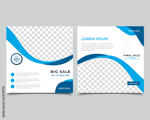 Set of Editable minimal square banner template. social media post sale template design