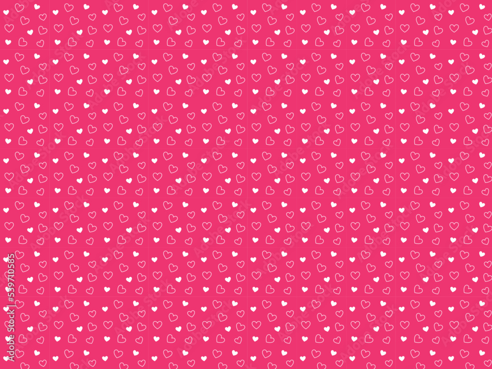 Simple and cute heart pattern or love concept with white hearts on pink background Simple and cute heart pattern or love concept with white hearts on pink background