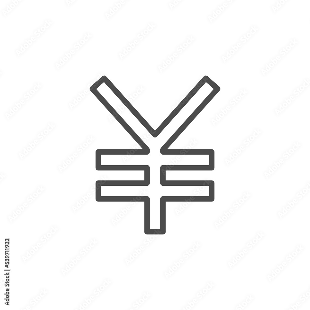 Yuan, yen sign. Flat design. Vector illustration. Japanese Yen coin icon on white background