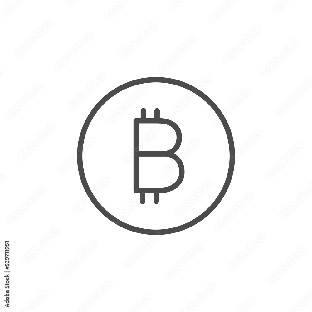 Bitcoin icon in flat style. Blockchain vector illustration on white isolated background. Cryptocurrency business concept. vector sign, payment symbol, coin logo. Crypto currency, virtual electronic.