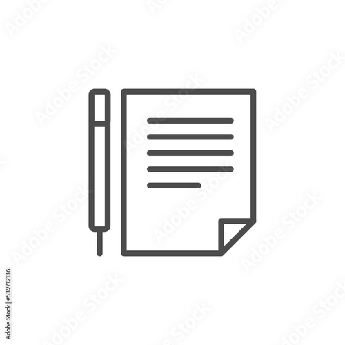 Illustration of pencil with paper icon, Document with pen icon