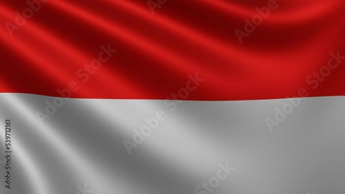 Indonesian flag in the wind closeup, the national flag of Indonesia flutters in 3d, in 4k resolution. High quality 4k footage