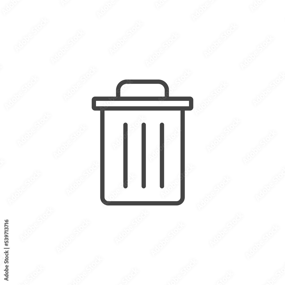 Trash bin. Vector isolated icons. Black vector trash dusbin sign icon isolated element. Garbage Bin Line Vector Icon. Trash bin. Vector isolated icons. Black vector trash dusbin sign icon isolated element. Garbage Bin Line Vector Icon.