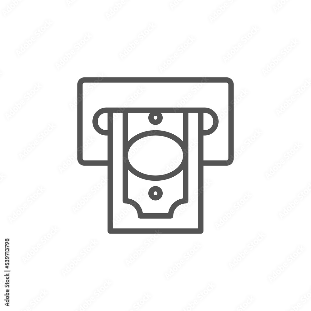 Cash Withdrawal icon. Outline style icon design isolated on white background. Withdraw vector icon on white background.