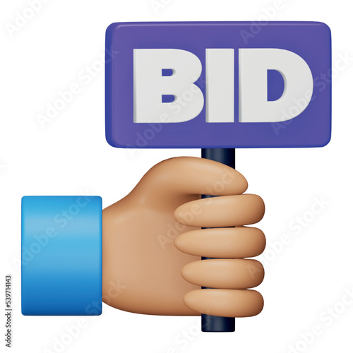Bid 3d rendering isometric icon.