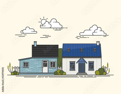 two house with a roof , vector ,jpg