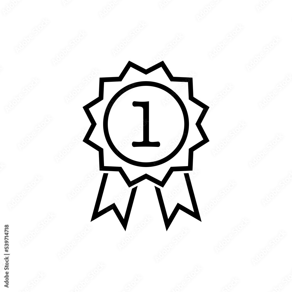 Number 1 winner ribbon award badge line icon Medal, award, first place, champion Number 1 winner ribbon award badge line icon Medal, award, first place, champion