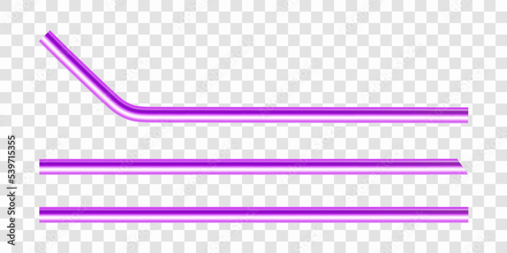 Set of pink reusable metal drinking straws. Realistic vector illustration isolated on transparent background. Set of pink reusable metal drinking straws. Realistic vector illustration isolated on transparent background.