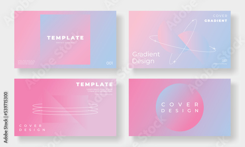 Abstract pastel gradient cover template. Set of modern poster with vibrant graphic color, star, planet, geometric shapes. Gradient background for brochure, flyer, wallpaper, banner, business card.
