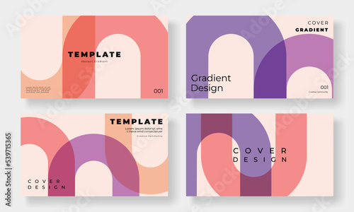 Abstract gradient shapes cover template. Set of retro poster with geometric shapes, circles, lines, colorful. Gradient background for brochure, flyer, wallpaper, banner, business card.