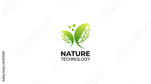 Nature technology logo design vector illustration
