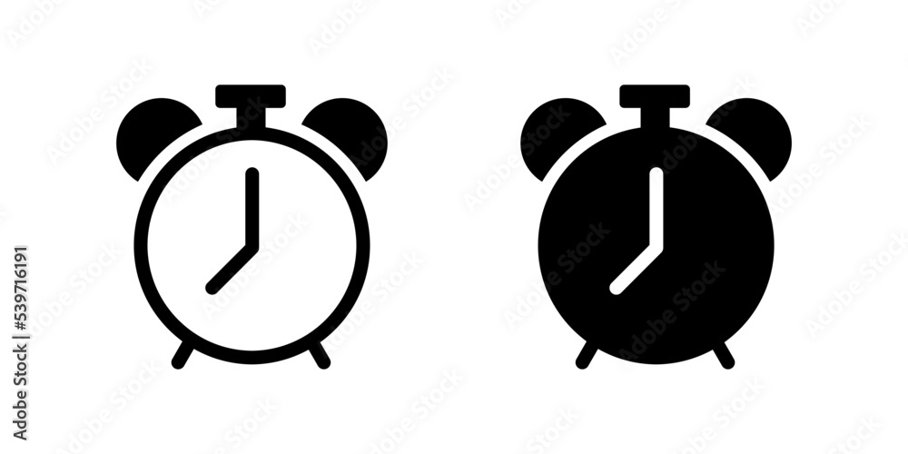 Fototapeta premium Alarm clock icon. Timer symbol. Black color. Vector sign.