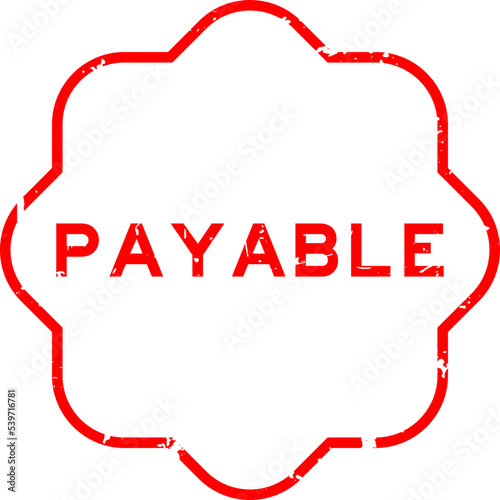 Grunge red payable word rubber seal stamp on white background