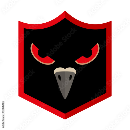 Shield and bird of prey. Vector logo and emblem.