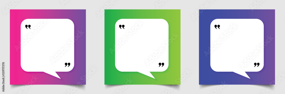 Speech Bubble Quote Template Set Blank Speech Bubble Frame with