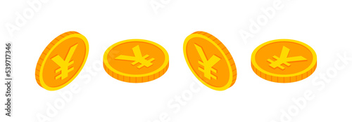 Isometric gold coins set with Yen sign. 3d Yen Cash, currency of Japan, Game coin, banking or casino money symbol for web, apps, design. Japanese currency exchange icon vector icon.