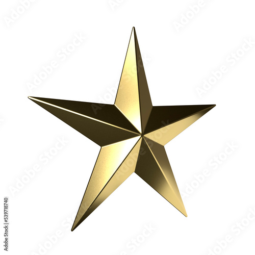Christmas tree golden star decoration isolated background. 3d rendering.