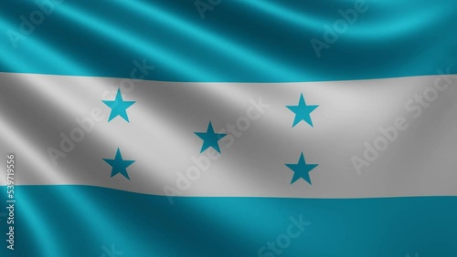 Honduran flag in the wind close-up, the national flag of Honduras flutters in 3d, in 4k resolution. High quality 4k footage photo