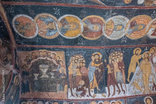 Rich decorated interior of the St. Jean Church (Karsi Kilise) a cave church in Goreme, Capadoccia, Anatolia - Turkey