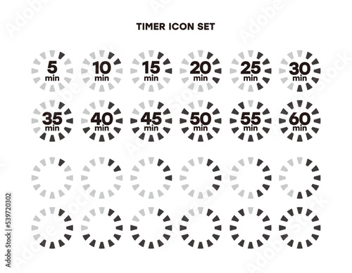 シンプルなタイマーのアイコン 時計の表示イラスト　時間計測