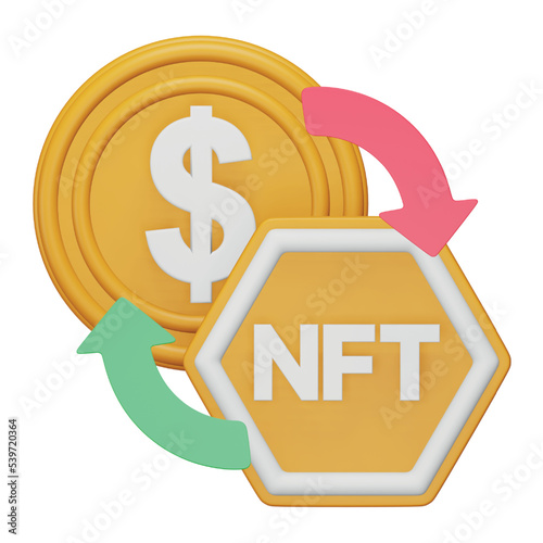 Nft exchange 3d rendering isometric icon.