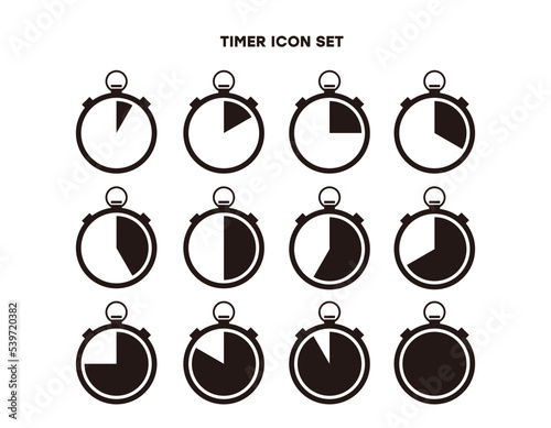 シンプルなタイマーのアイコン 時計の表示イラスト　時間計測