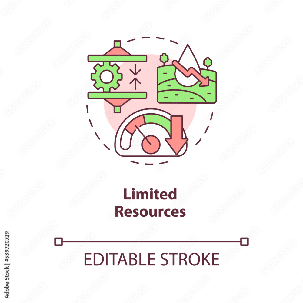 Limited agriculture resources concept icon. Agro challenges. Global farming problem abstract idea thin line illustration. Isolated outline drawing. Editable stroke. Arial, Myriad Pro-Bold fonts used Limited agriculture resources concept icon. Agro challenges. Global farming problem abstract idea thin line illustration. Isolated outline drawing. Editable stroke. Arial, Myriad Pro-Bold fonts used