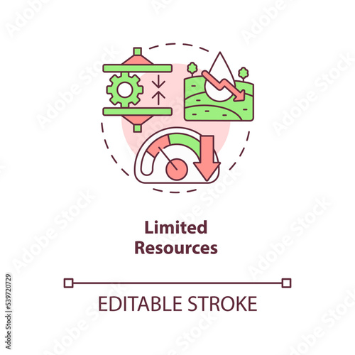 Limited agriculture resources concept icon. Agro challenges. Global farming problem abstract idea thin line illustration. Isolated outline drawing. Editable stroke. Arial, Myriad Pro-Bold fonts used