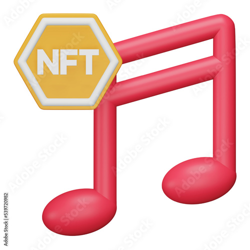 Nft music 3d rendering isometric icon.