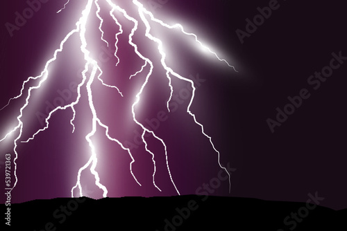 Vector image of realistic lightning. Flash of thunder on a transparent background. 
