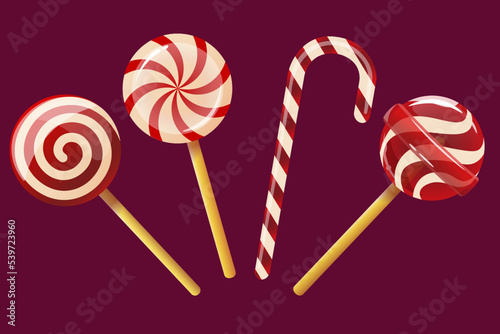 Set of various Christmas candies.Vector images of sweets 