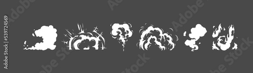 Cartoon motion explosions. Animated explosion shot, explode fire frames. Exploding effect frames vector illustration. Explosion cartoon animation, boom movement, explore effect. 