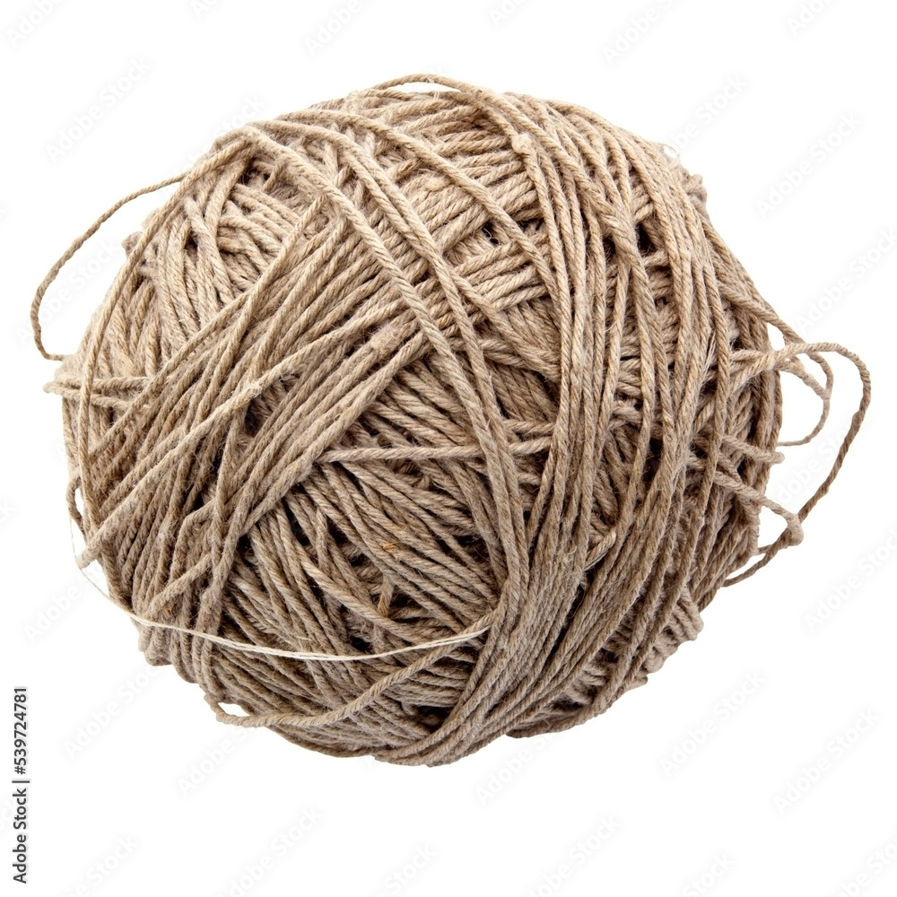 Isolated ball of brown twine.