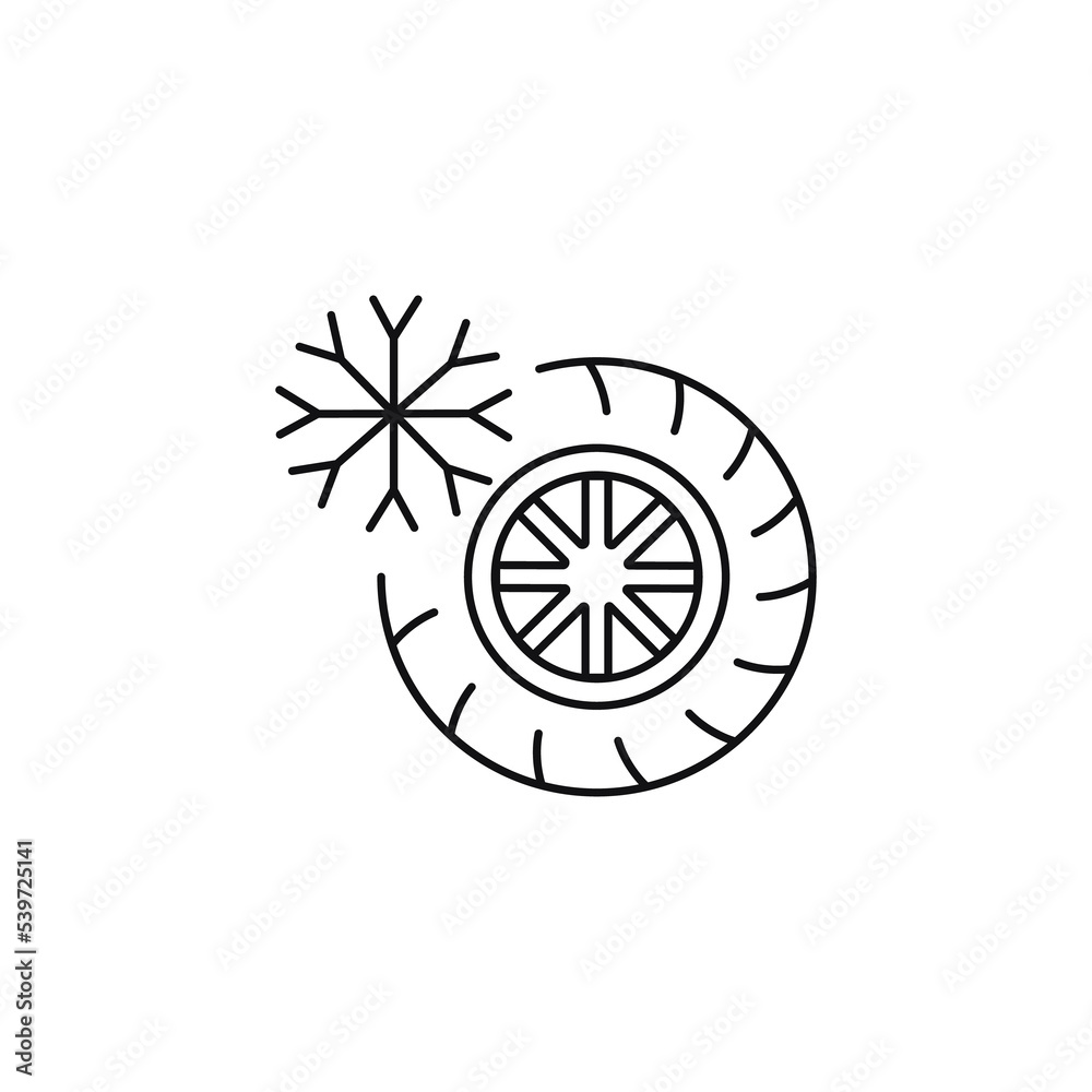 Winter Tyres linear icon. Car service thin line customizable illustration. Contour symbol