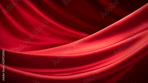 Photo サテンの赤い布による背景テクスチャー