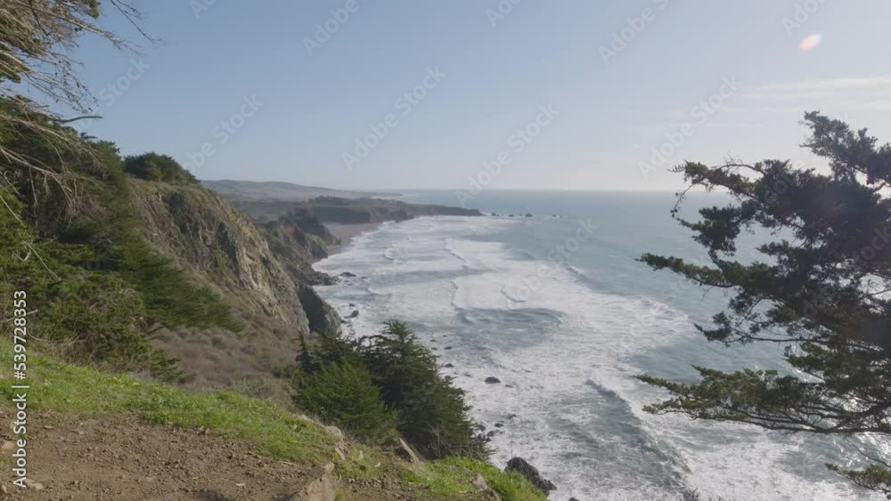 hillside ocean view of the Pacific on the west coast of California  Big Sur California.