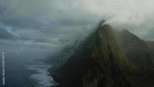 Drone shot of a mountain on the beach in Portugal photo